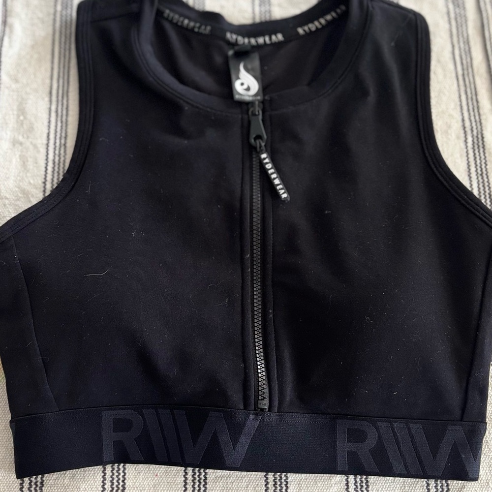 Black Ryderwear Sports bra tank with zipper small